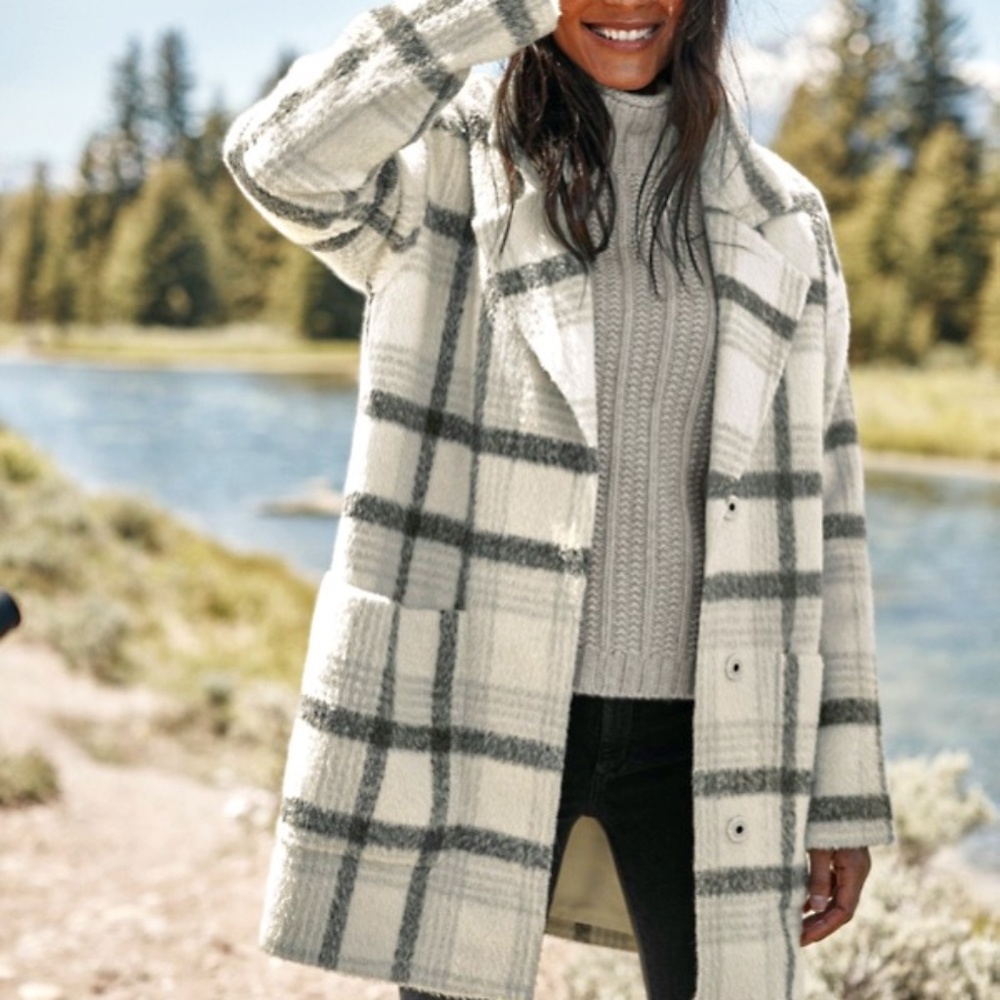 Oversized Plaid Wool Coat